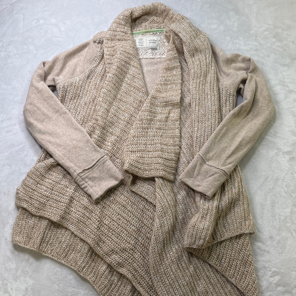 Saturday Sunday Chunky Knit Open‎ Cardigan Sweater Womens Medium Neutral